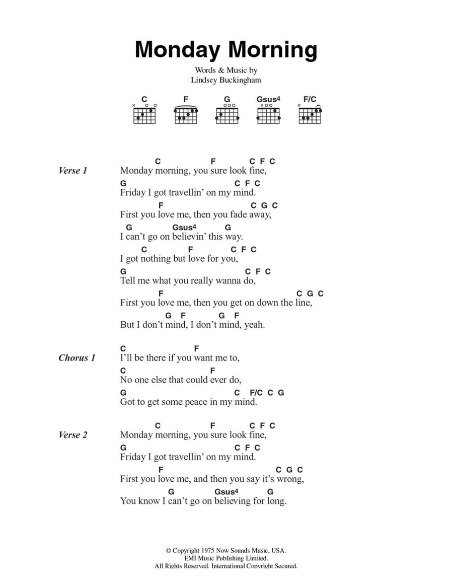 Monday Morning Easy Guitar scores gallery preview page 1