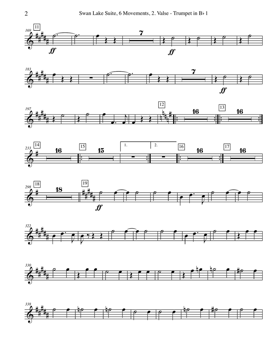 Swan Lake Suite, 6 Movements and 8 Movements - Trumpet in Bb 1 (Transposed Part)