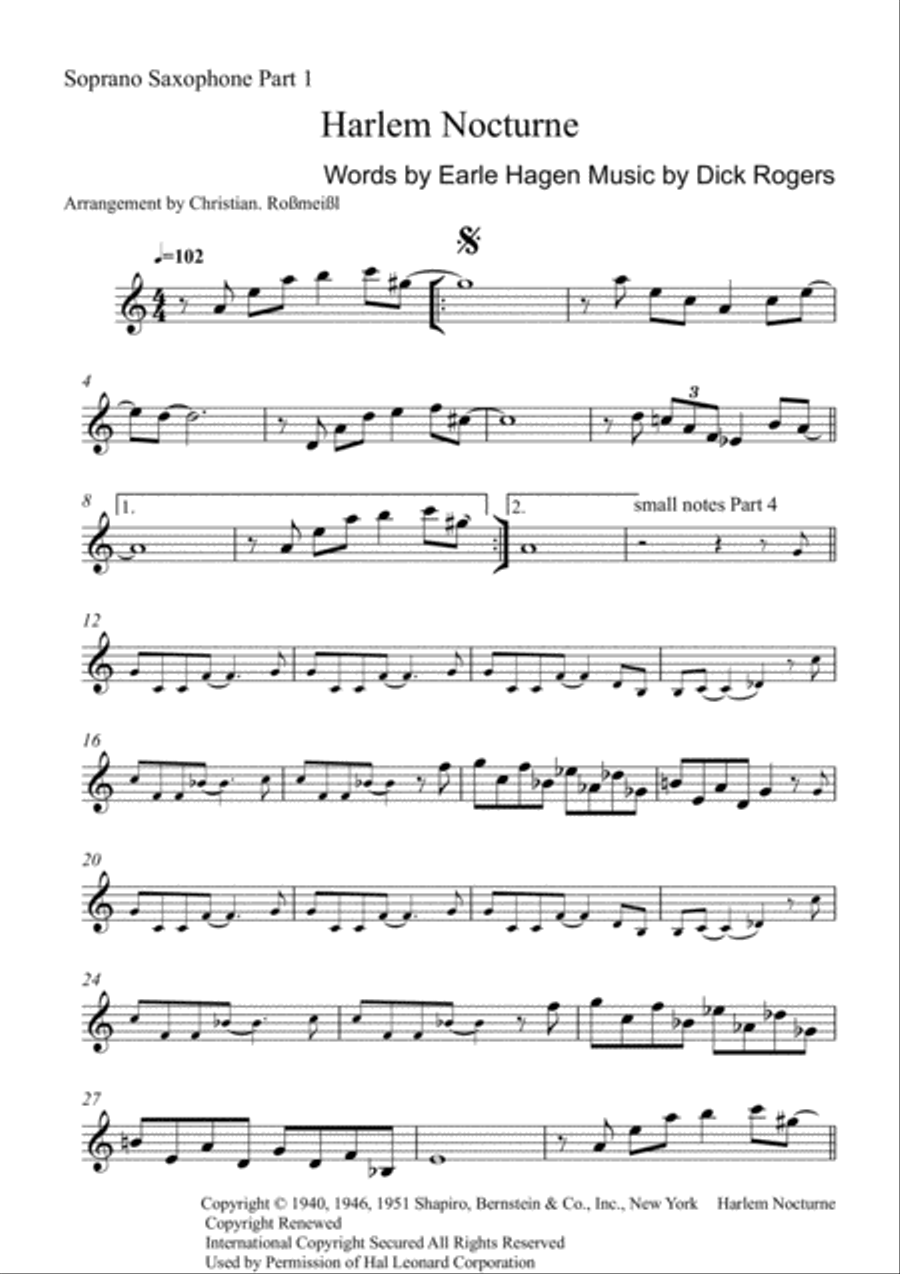 Harlem Nocturne Woodwind Ensemble scores gallery preview page 6