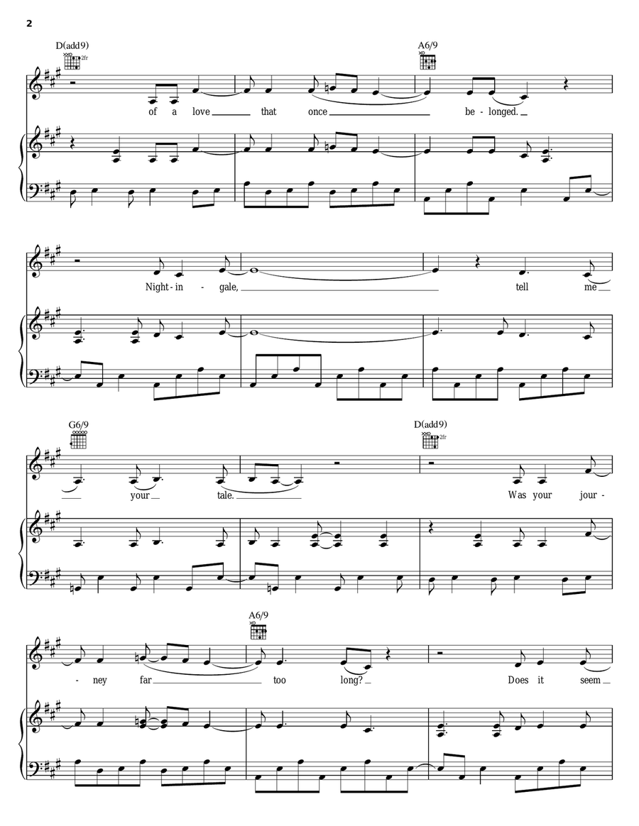 Nightingale Piano, Vocal, Guitar scores gallery preview page 2