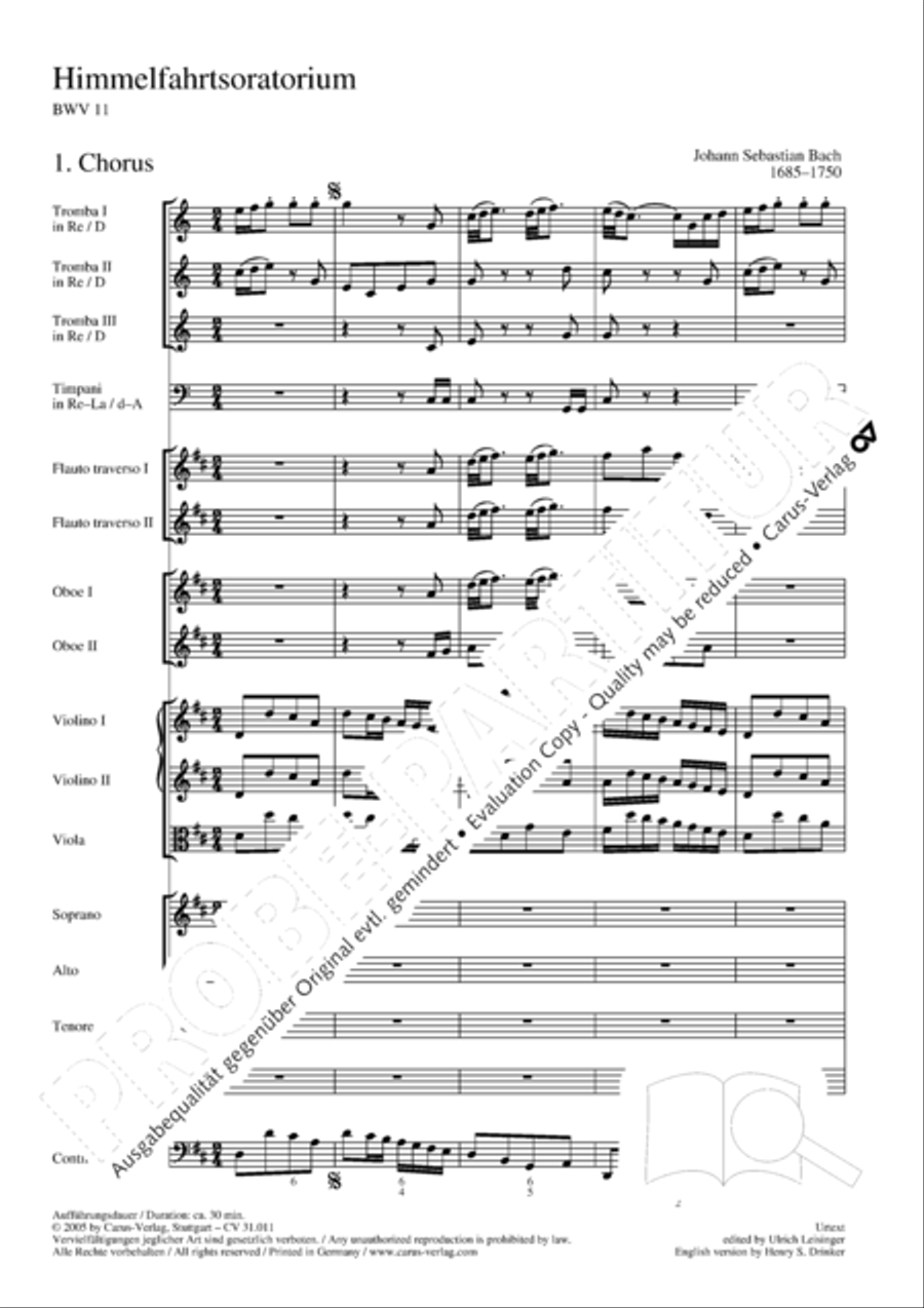 Lobet Gott in seinen Reichen (Himmelfahrtsoratorium) 4-Part scores gallery preview page 10