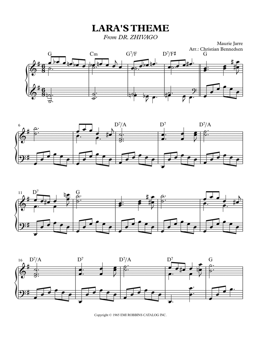 Lara's Theme From Doctor Zhivago Piano Solo scores gallery preview page 1