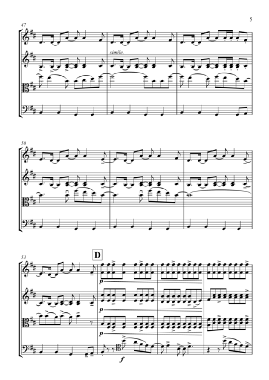 Moves Like Jagger String Quartet scores gallery preview page 5