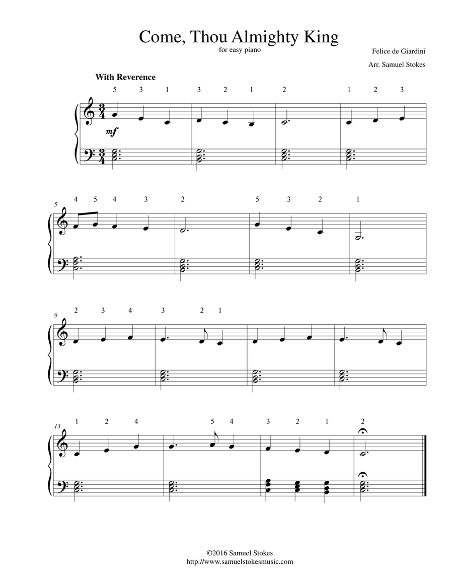 Come, Thou Almighty King - for easy piano Easy Piano scores gallery preview page 1