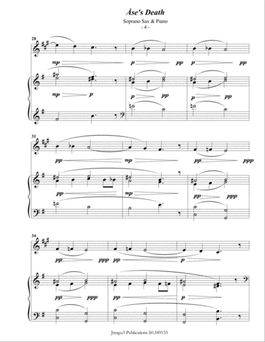 Grieg: Ase's Death from Peer Gynt Suite for Soprano Sax & Piano Soprano Saxophone scores gallery preview page 5