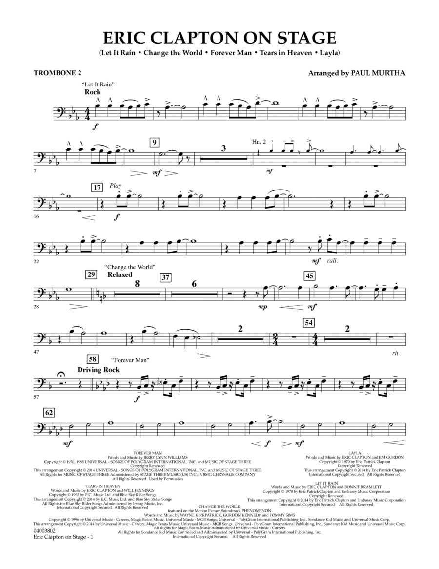 Eric Clapton on Stage - Trombone 2 Concert Band scores gallery preview page 1