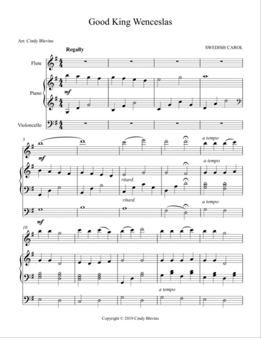 Good King Wenceslas, for Piano, Flute and Cello Flute scores gallery preview page 2