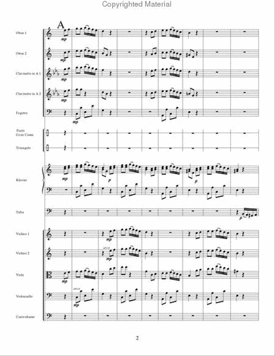 Piano Sonata in A (Third Movement --a.k.a. Turkish March) for tuba and chamber orchestra Chamber Orchestra scores gallery preview page 3