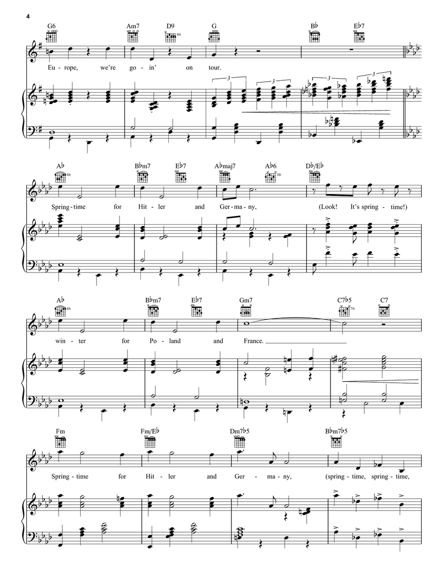 Springtime For Hitler Piano, Vocal, Guitar scores gallery preview page 4