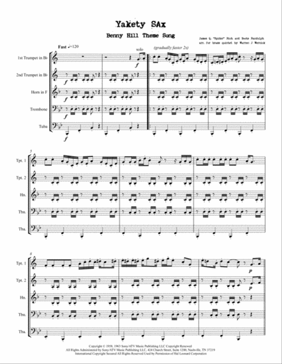 Yakety Sax Brass Ensemble scores gallery preview page 1