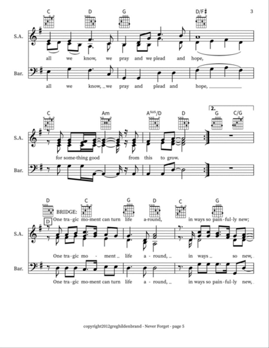 Never Forget - SSAB 3-Part scores gallery preview page 3