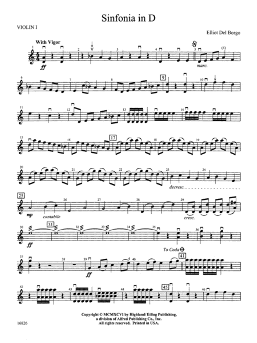 Sinfonia in D: 1st Violin String Orchestra scores gallery preview page 1