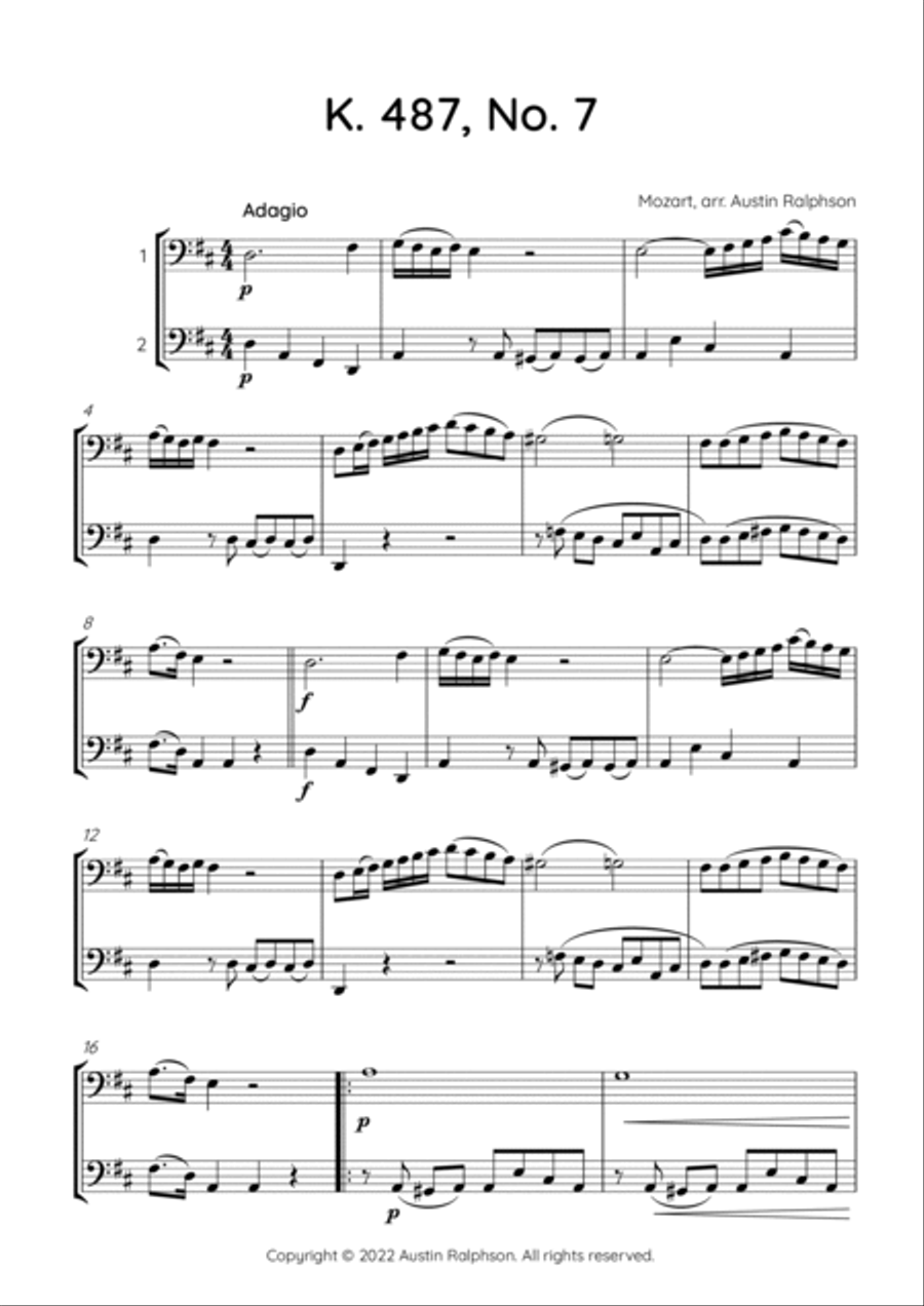 Mozart K. 487 No. 7 - bassoon duet Woodwind Duet scores gallery preview page 2