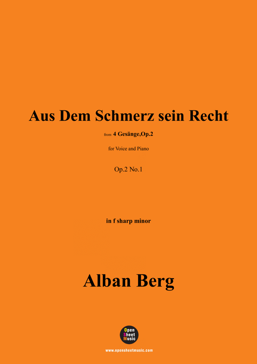 Alban Berg-Aus Dem Schmerz sein Recht(1910),in f sharp minor,Op.2 No.1 Voice scores gallery preview page 1