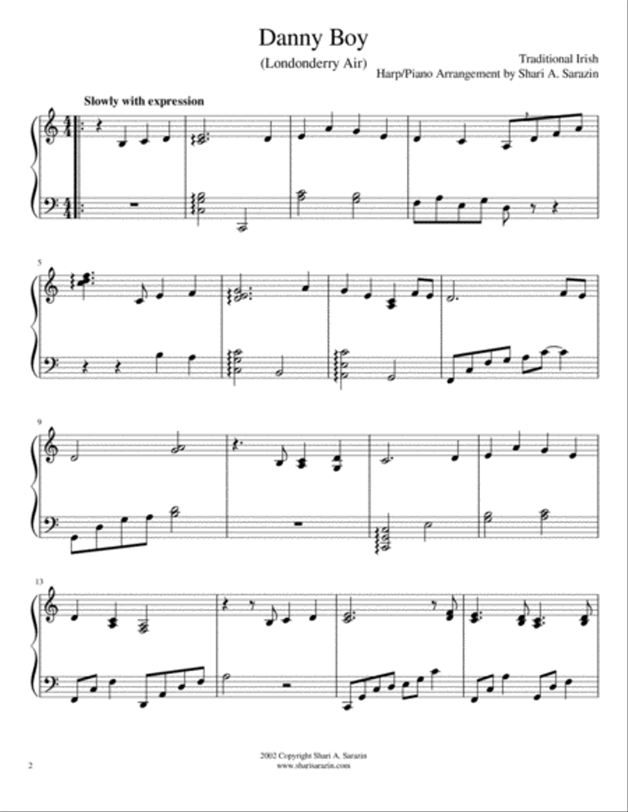 Danny Boy (Londonderry Air) Harp scores gallery preview page 2