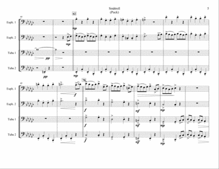 Småtroll (Puck) From Grieg's Lyric Pieces for Tuba-Euphonium Quartet Brass Ensemble scores gallery preview page 5