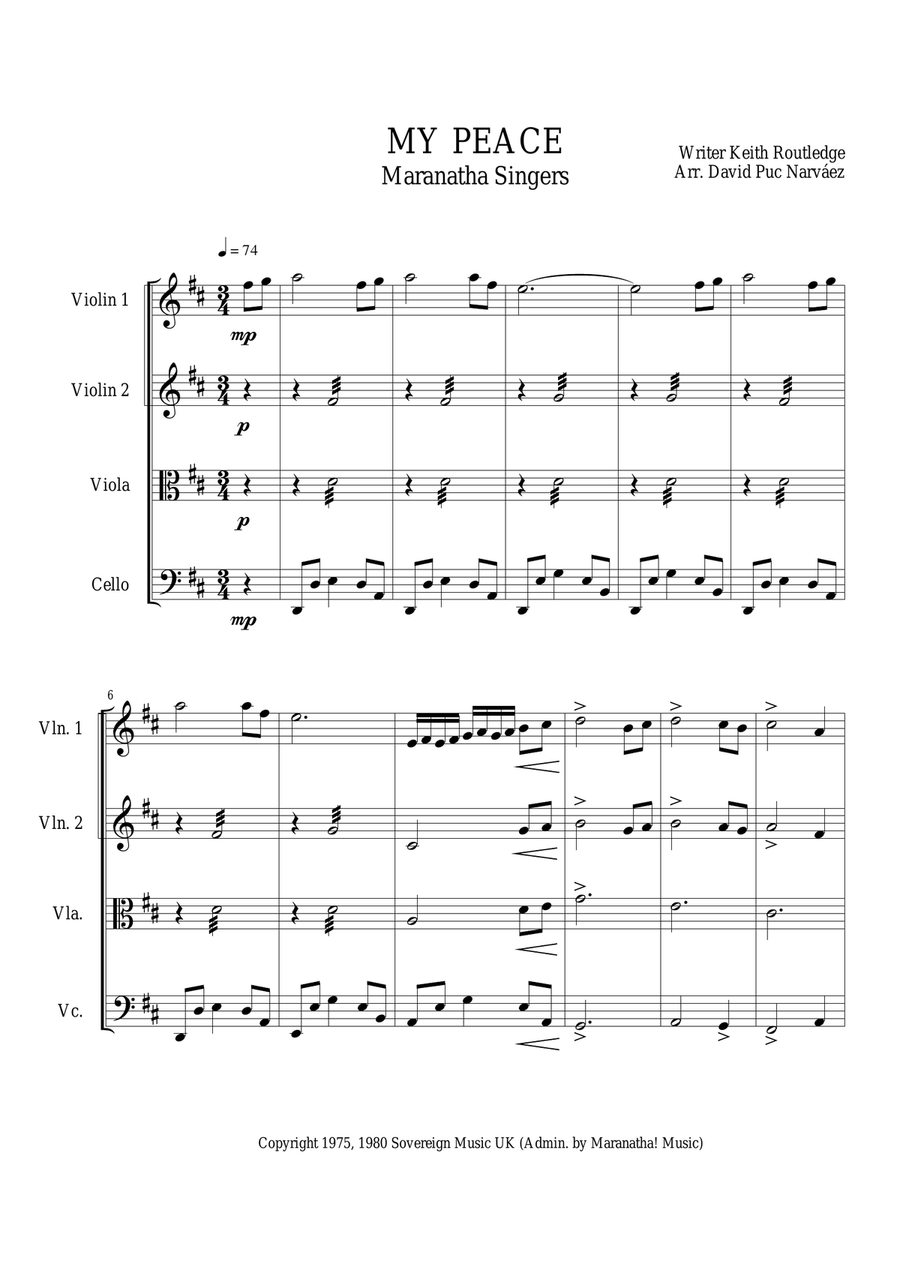 Maranatha Singers MY PEACE - String Quartet/Orchestra String Quartet scores gallery preview page 2