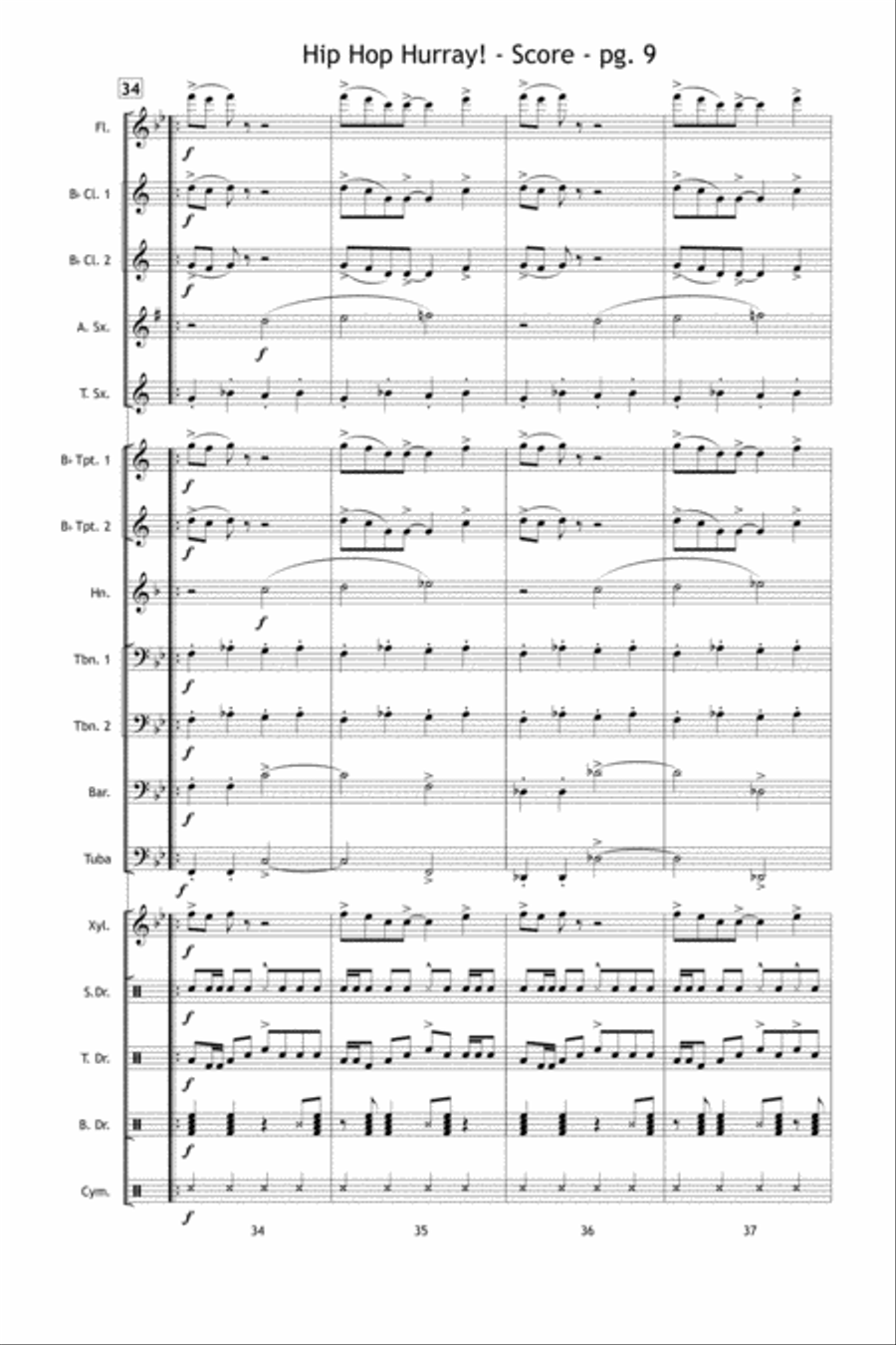 Hip Hop Hurray! Marching Band scores gallery preview page 10