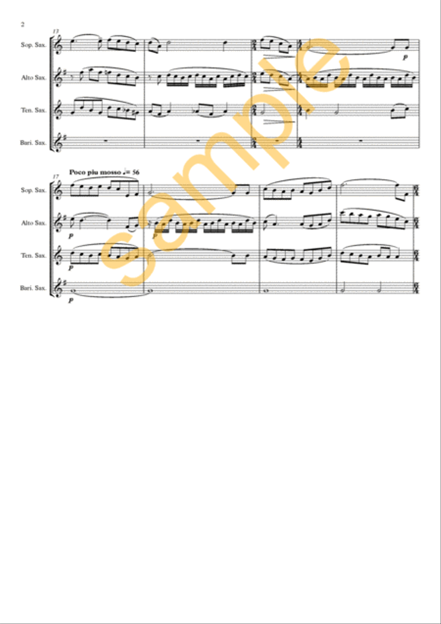 Cinema Paradiso - sax quartet Saxophone Quartet scores gallery preview page 3