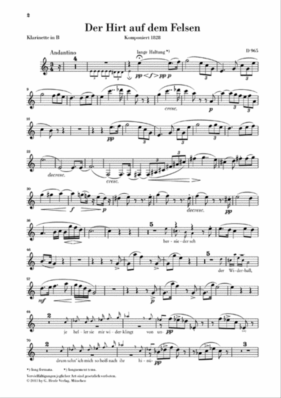 The Shepherd on the Rock, D. 965 Clarinet scores gallery preview page 3