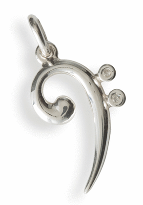 Silver pendant : bass clef