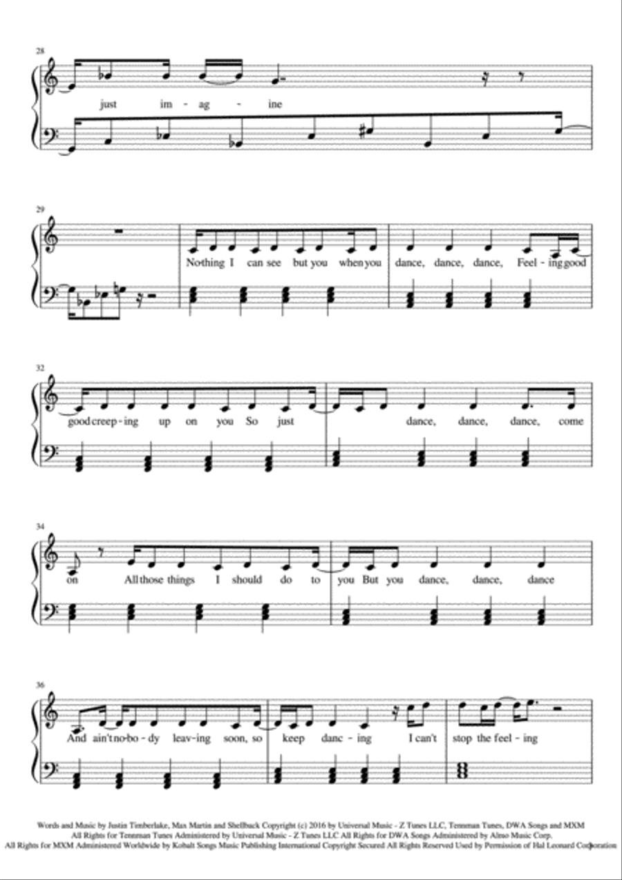 Can't Stop The Feeling from TROLLS Voice scores gallery preview page 3