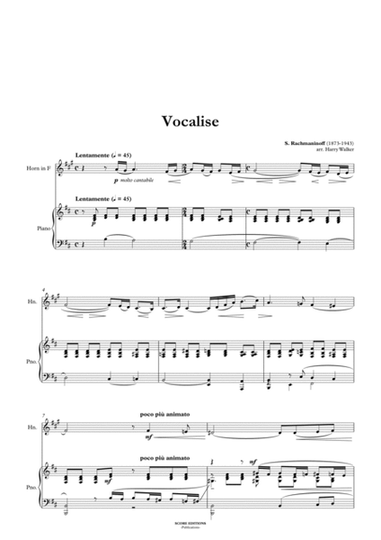 Vocalise (Rachmaninoff) for Horn in F and Piano image number null