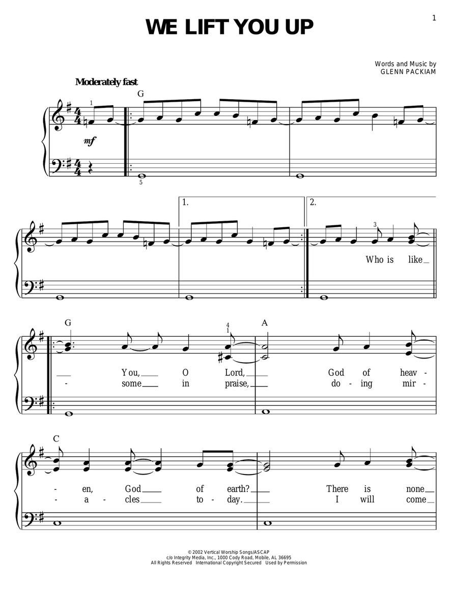 We Lift You Up We Lift You Up Easy Piano scores gallery preview page 1
