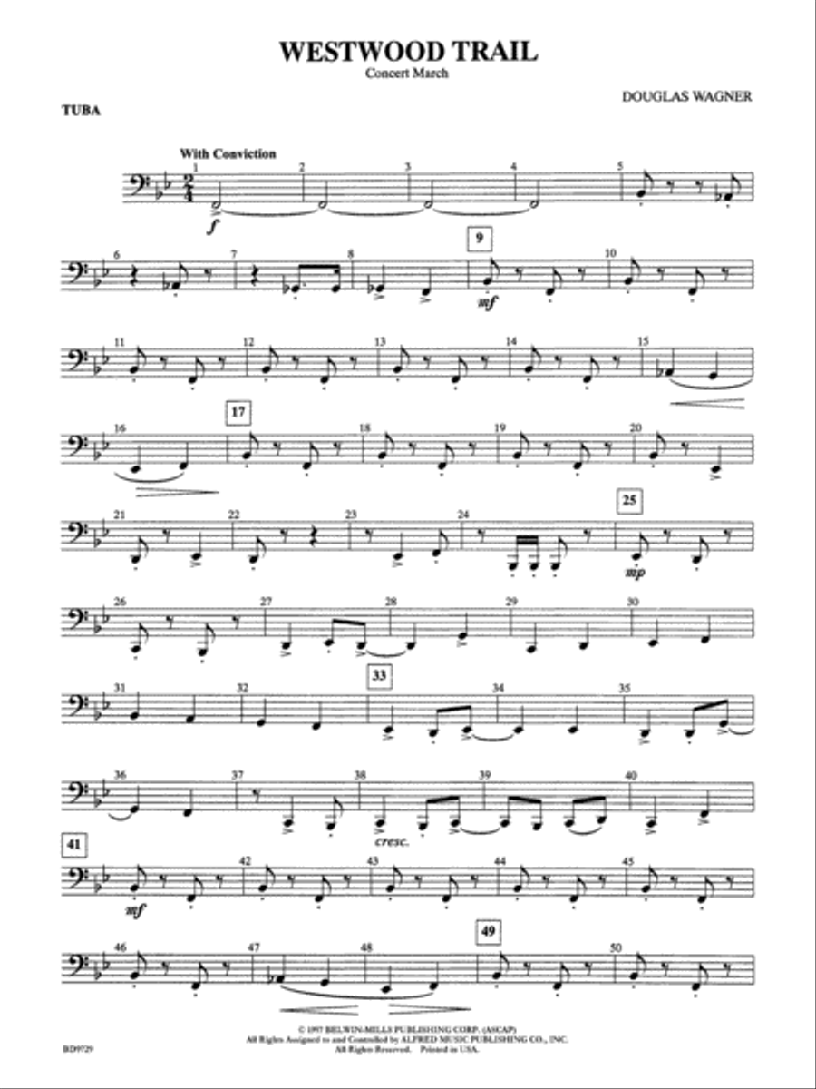 Westwood Trail: Tuba Westwood Trail: Tuba Concert Band scores gallery preview page 1