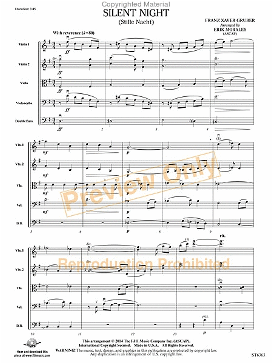 Silent Night String Orchestra scores gallery preview page 12