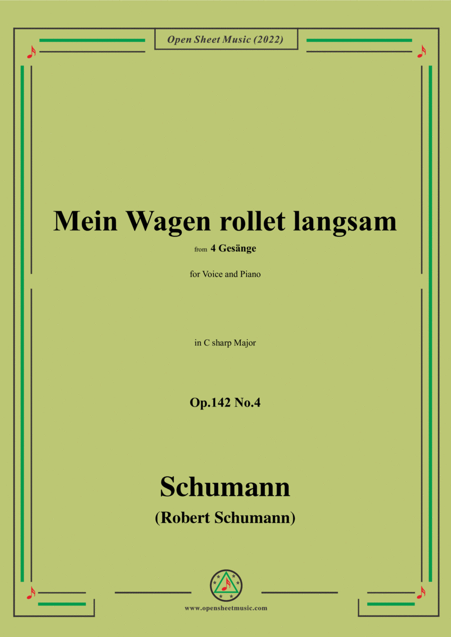 Schumann-Mein Wagen rollet langsam,in C sharp Major,Op.142 No.4 Voice scores gallery preview page 1
