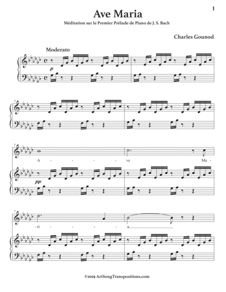 GOUNOD: Ave Maria (transposed to G-flat major)