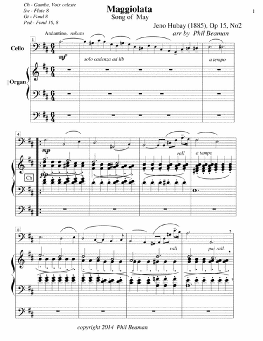 Maggiolata-Hubay-Cello/Organ image number null