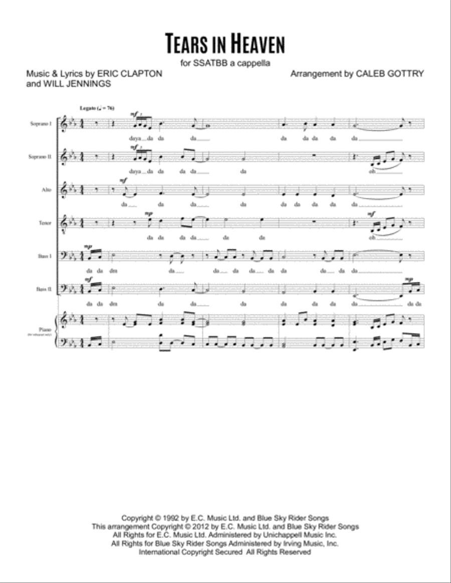 Tears In Heaven 4-Part scores gallery preview page 2