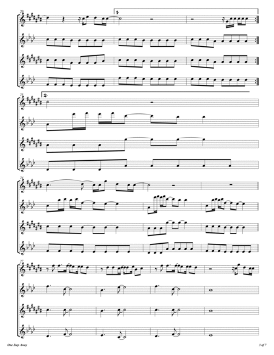 One Step Away Woodwind Quartet scores gallery preview page 4