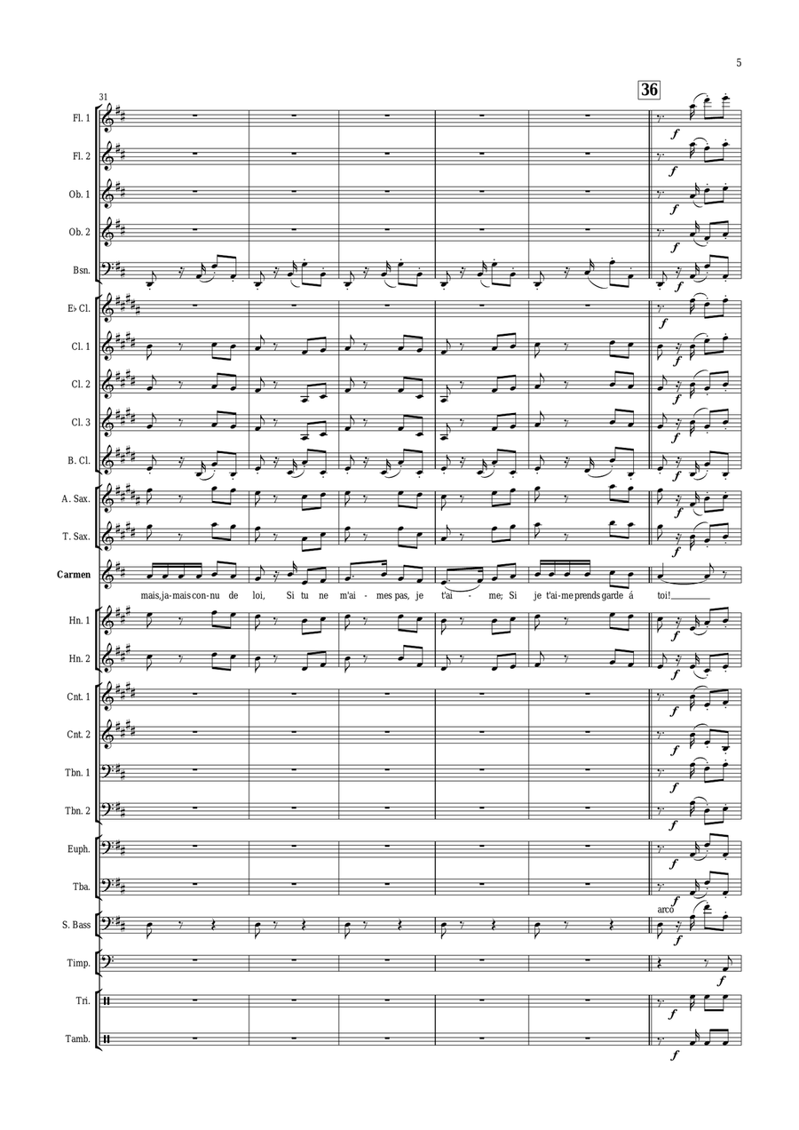 Habanera (from Carmen) - G. Bizet for soprano and concert band Concert Band scores gallery preview page 5