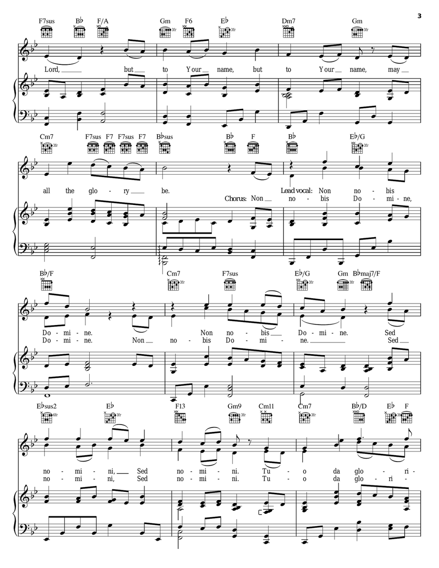 Non Nobis Domine Non Nobis Domine Piano, Vocal, Guitar scores gallery preview page 3