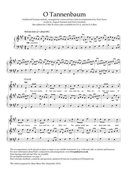 O Tannenbaum, arranged for men's voices with accompaniment image number null