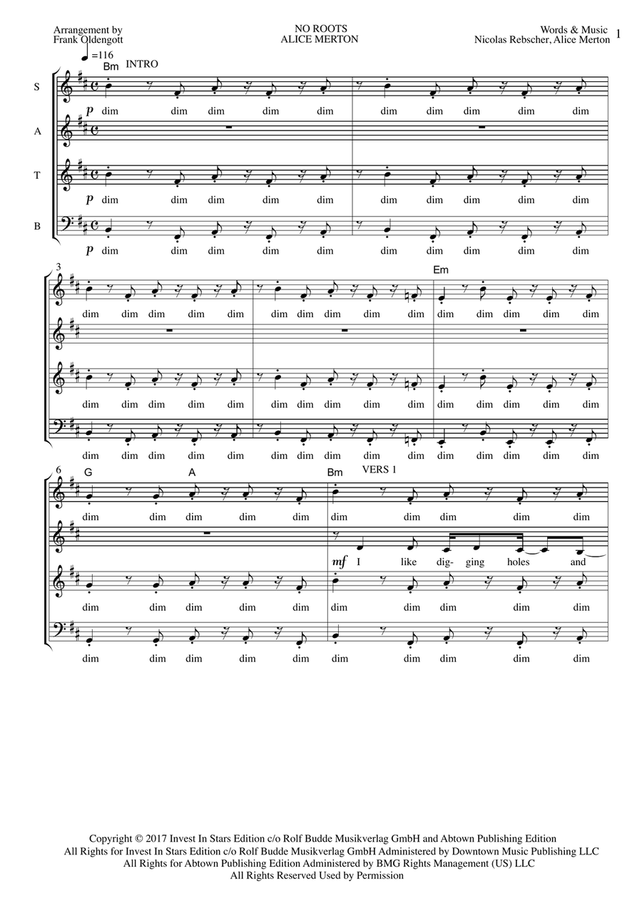 No Roots 4-Part scores gallery preview page 1