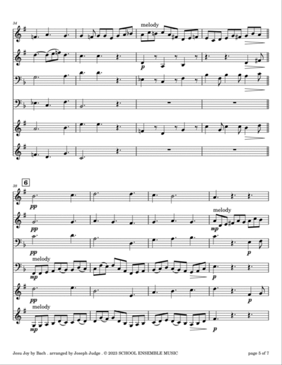 Jesu Joy by Bach for Brass Quartet in Schools Brass Quartet scores gallery preview page 5