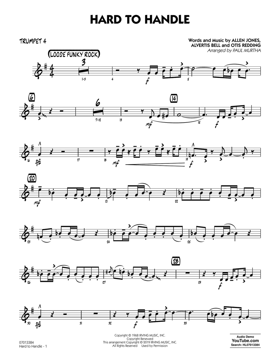 Hard to Handle (arr. Paul Murtha) - Trumpet 4 Jazz Ensemble scores gallery preview page 1
