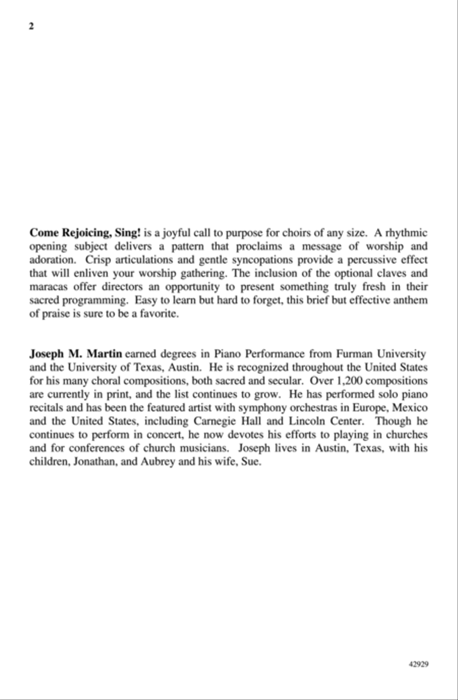 Come Rejoicing, Sing! 4-Part scores gallery preview page 1