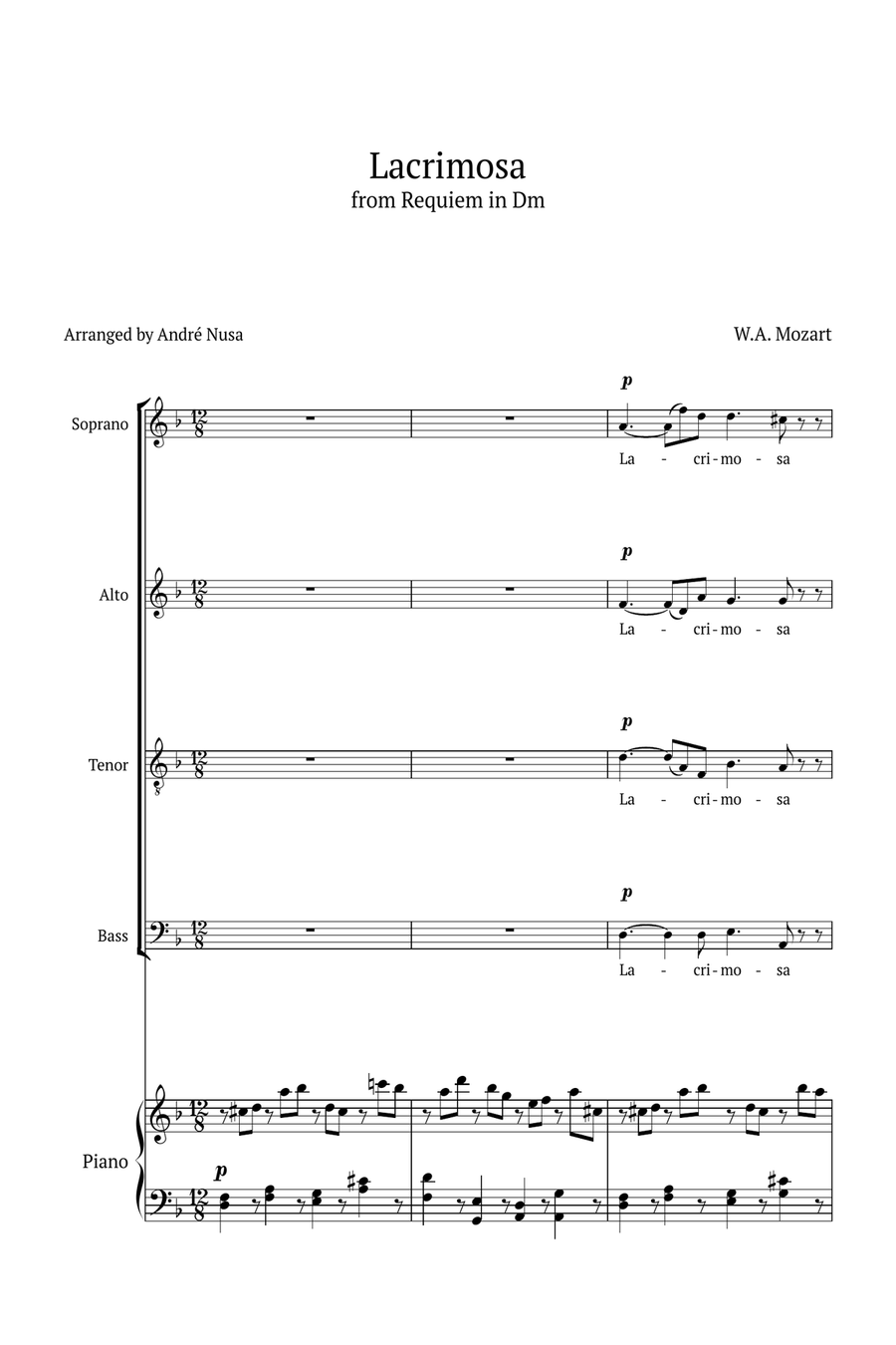 Lacrimosa 4-Part scores gallery preview page 1