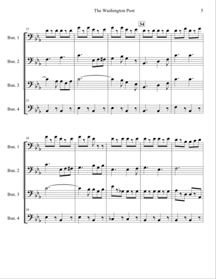 The Washington Post March for Bassoon Quartet Woodwind Quartet scores gallery preview page 5