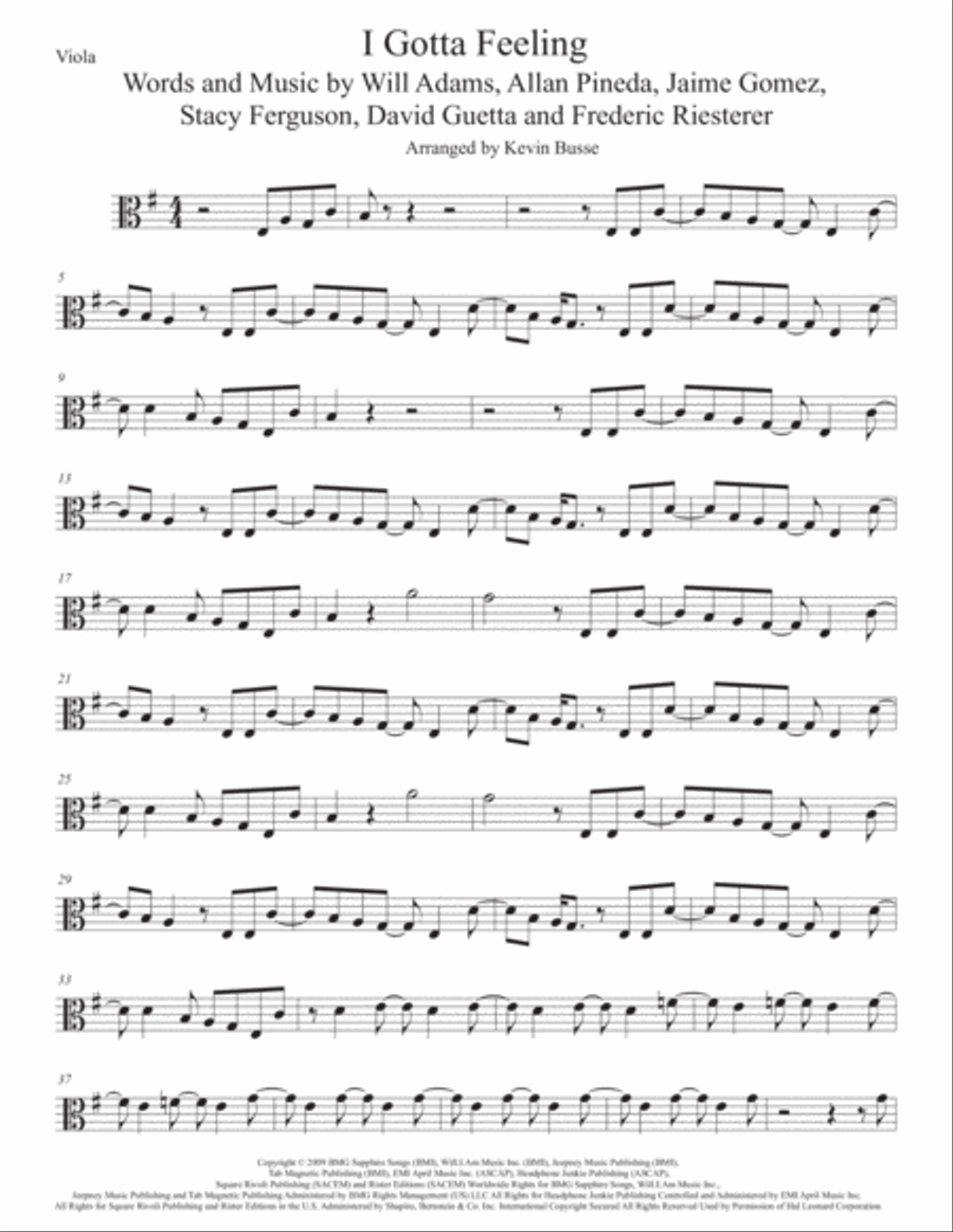 I Gotta Feeling Viola Solo scores gallery preview page 1