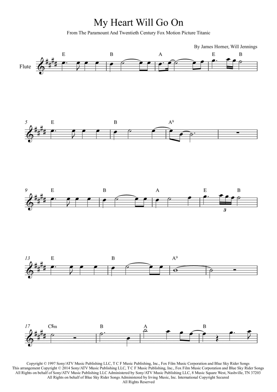 My Heart Will Go On (love Theme From 'titanic') Flute Solo scores gallery preview page 1