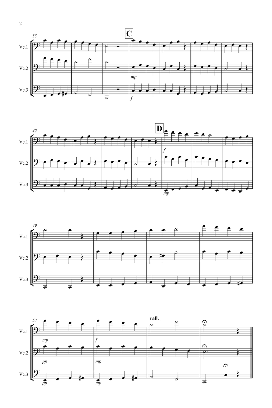 Good King Wenceslas for Cello Trio Cello Solo scores gallery preview page 2