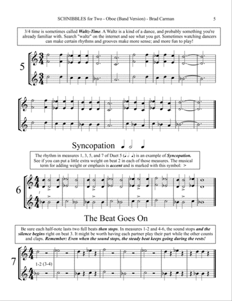 SCHNIBBLES for Two: 101 Easy Practice Duets for Band: OBOE Woodwind Duet scores gallery preview page 6