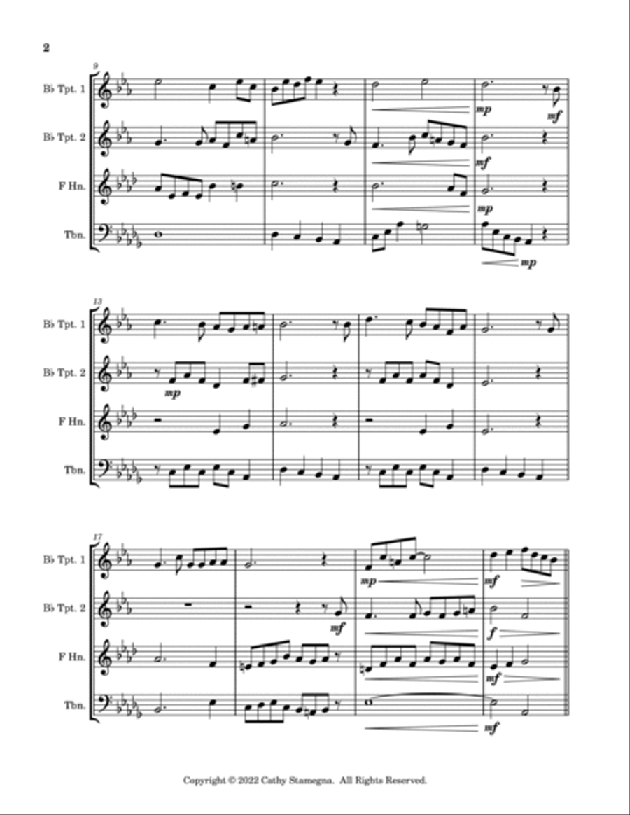 I’ll Take You Home Again, Kathleen (Brass Quartet: Two Bb Trumpets, Horn in F, Trombone) Brass Quartet scores gallery preview page 3