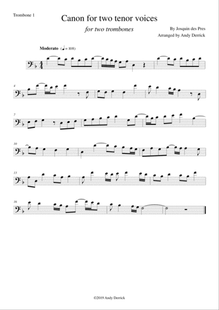 Canons for Two Trombones Trombone Duet scores gallery preview page 4